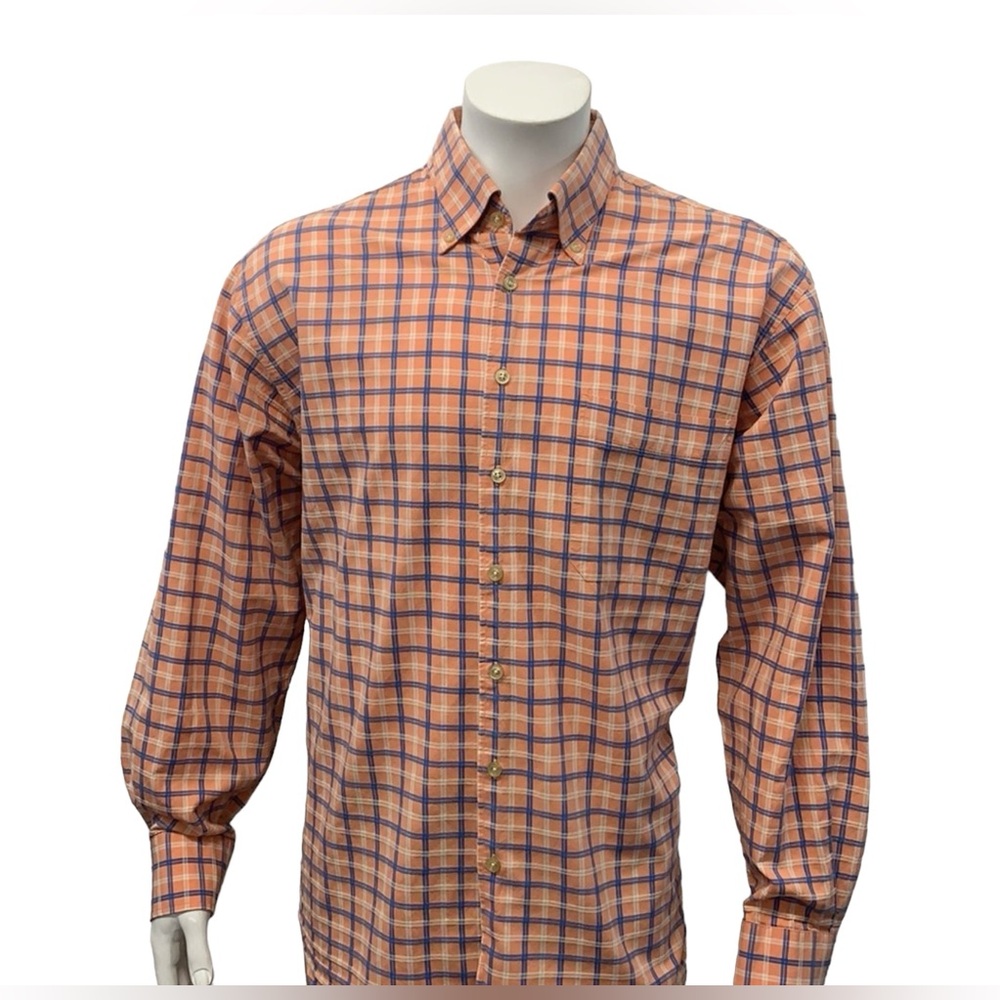 Orvis Orange Blue White Oxford Button Down Cotton Long Sleeve Shirt XL X-Large - Picture 2 of 8